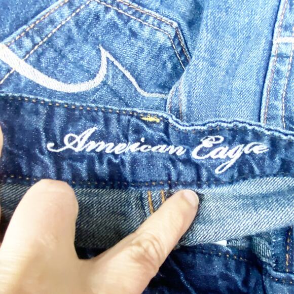 2/$30 American Eagle Outfitters 0 Womens Blue Distressed Raw Hem Jean Short - Picture 6 of 8